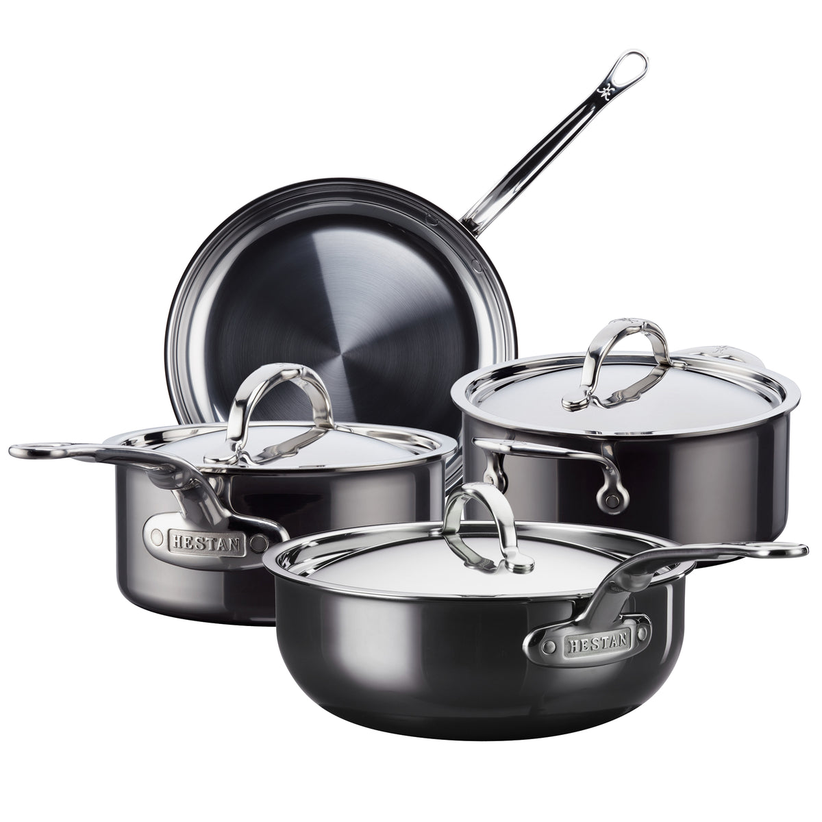 Hestan NanoBond Titanium Induction Skillet, Saucepan, Essential Pan & Soup Pot Set: 7 Piece