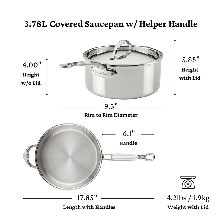 ProBond® Luxe Induction Stainless Steel Saucepan with Lid & Helper Handle - 22cm