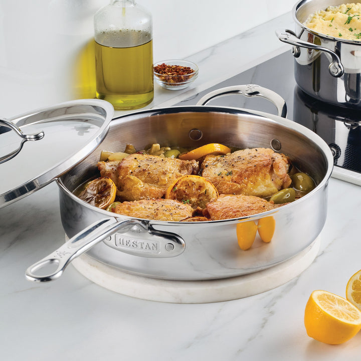 Hestan ProBond® Luxe Professional Clad Stainless Steel Sauté Pan with Lid, 26cm