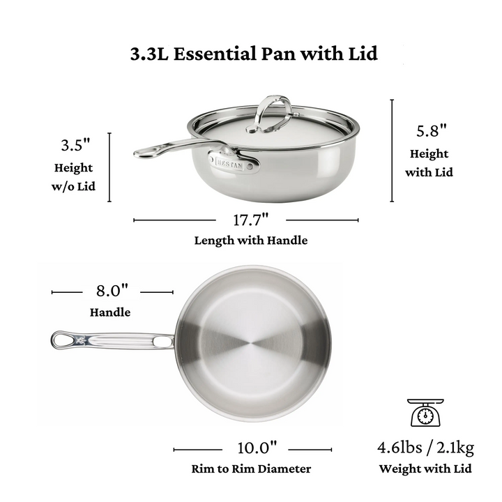 Hestan ProBond® Luxe 24cm Professional Clad Stainless Steel Essential Pan with Lid
