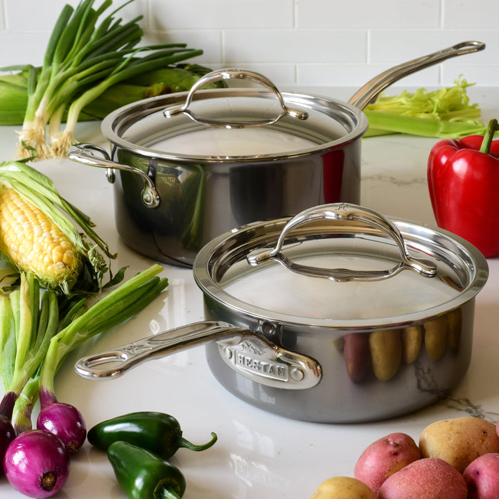 Hestan NanoBond Titanium Induction Saucepan & Lid with Helper Handle - 22cm/3.8L