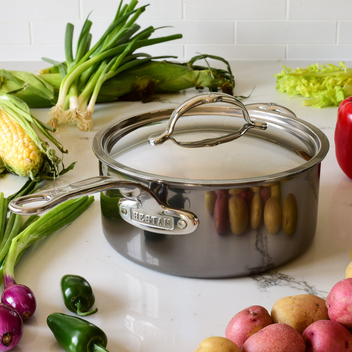 Hestan NanoBond Titanium Induction Saucepan & Lid with Helper Handle - 22cm/3.8L