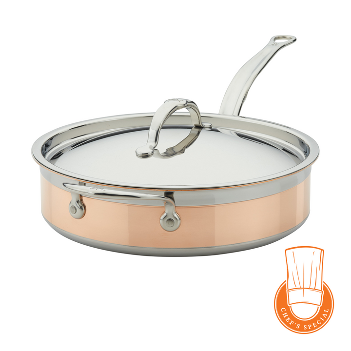 Hestan CopperBond Induction Copper Sauté Pan & Lid with Helper Handle 26cm (3.3L)